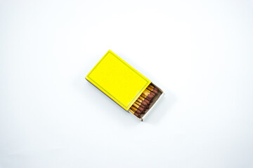yellow box of matches isolated on white