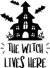 the witch lives here lettering illustration