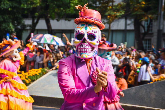 Day of the dead parade in Mexico city