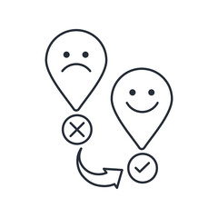 Change of mood. Optimism. Faith in the best. Vector linear icon isolated on white background.