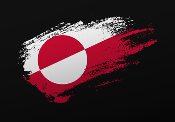 Abstract creative patriotic hand painted stain brush flag of Greenland on black background © AkshayG