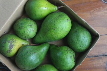 avocado in a cardboard box