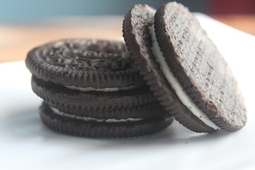 black circle biscuits on a plate