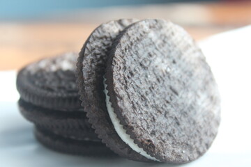 black circle biscuits on a plate