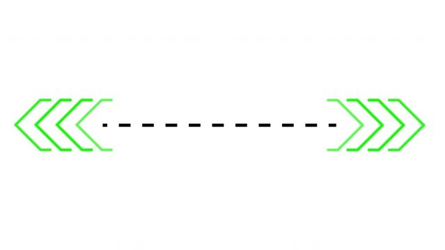 Two red arrows separated by a white dotted line motion graphics in 4K 60FPS, can be used for marking out width, length, etc.