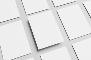 Blank portrait A4. brochure magazine isolated on gray, changeable background / white paper isolated on gray