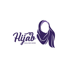 Beauty hijab logo designs vector muslimah fashion logo template
