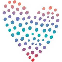 Rainbow simple doodle heart. Transparent PNG clipart for design