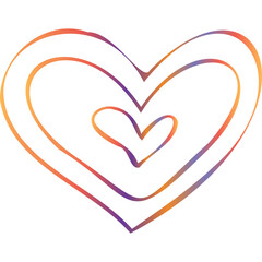 Rainbow simple doodle heart. Transparent PNG clipart for design