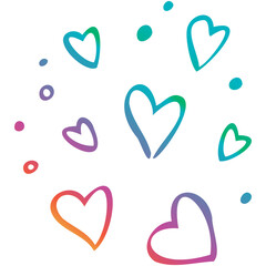 Rainbow simple doodle heart. Transparent PNG clipart for design