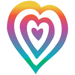 Rainbow simple doodle heart. Transparent PNG clipart for design