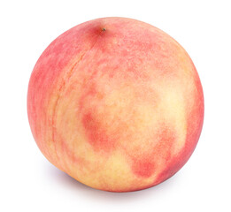 Peach fruit with leaf isolated on white background, Fresh White Peach on White Background PNG file.
