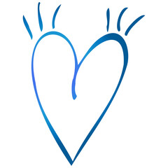 Simple blue doodle heart. Isolated design element for valentine's day, wedding, romance. Transparent PNG clipart