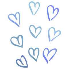 Simple blue doodle heart. Isolated design element for valentine's day, wedding, romance. Transparent PNG clipart