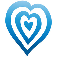 Simple blue doodle heart. Isolated design element for valentine's day, wedding, romance. Transparent PNG clipart