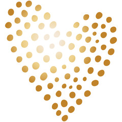 Simple golden doodle hand drawn heart. Isolated design element for valentine's day, wedding, romance