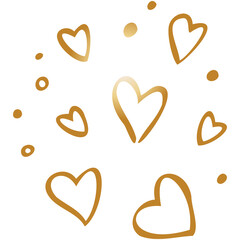 Simple golden doodle hand drawn heart. Isolated design element for valentine's day, wedding, romance