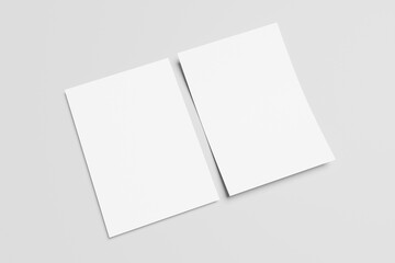 Realistic blank A4 flyer brochure for mockup. Paper or poster illustration. 3D Render