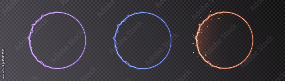 Poster light gold circle. round golden line light effect. glowing golden circle with neon effect. png. eps 