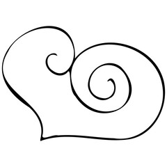 Simple doodle hand drawn heart. Isolated design element for valentine's day. Transparent PNG clipart