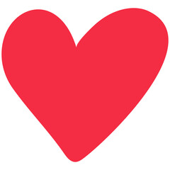 Simple red heart, hand drawn illustration in doodle style. Valentine's day, love, romance. Transparent PNG clipart