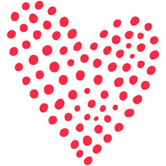 Simple red heart, hand drawn illustration in doodle style. Valentine's day, love, romance. Transparent PNG clipart