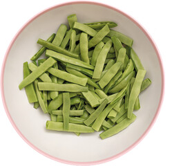 Green beans on an isolated white background