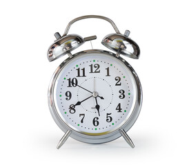 Alarm clock isolated on white background with clipping path.