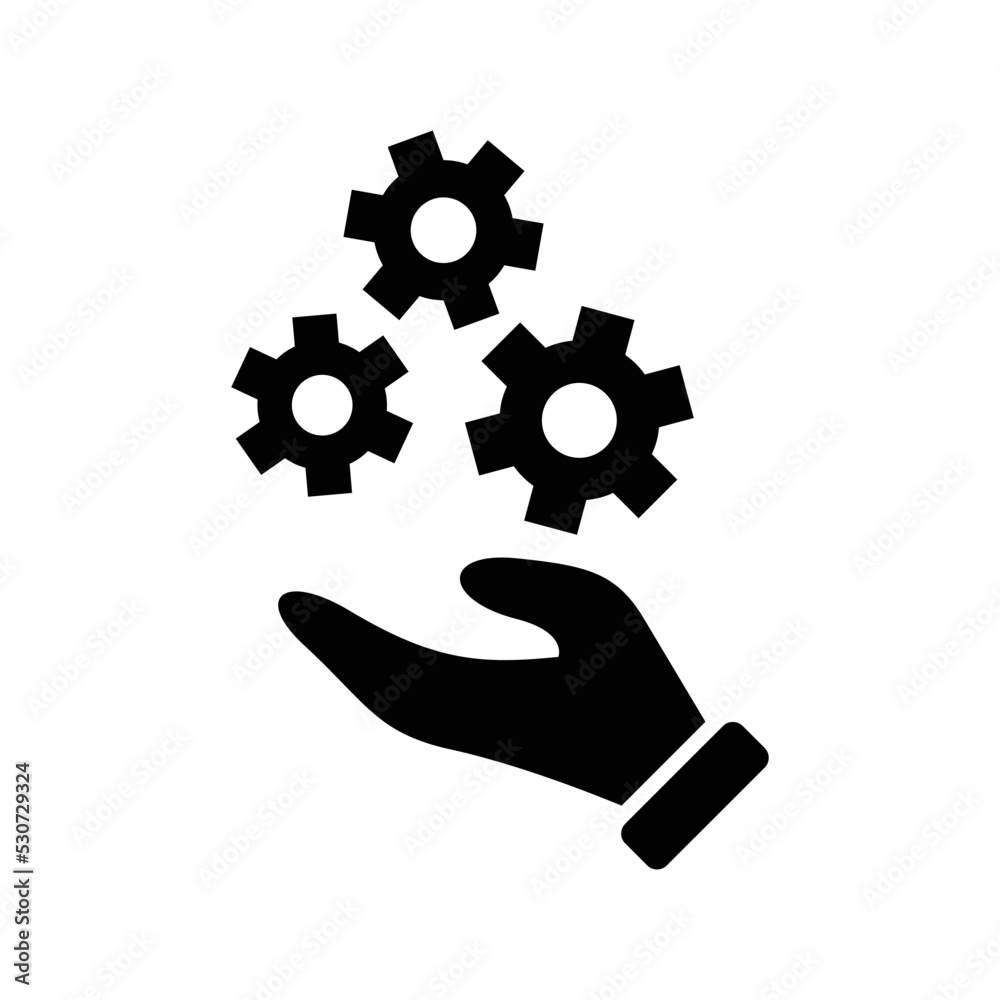 Sticker gears icon vector graphic illustration