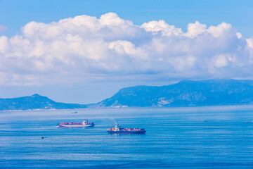 Containers Ships Crossing Stanley Peninsula