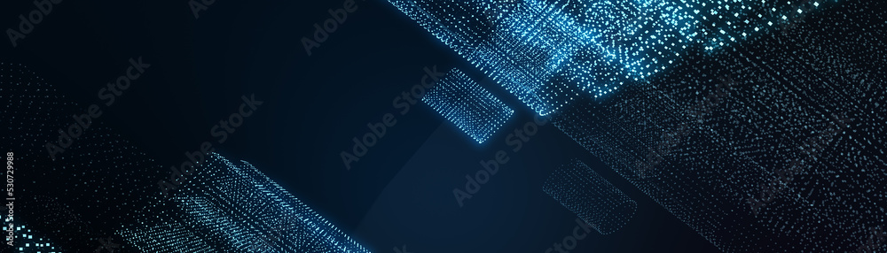 Poster abstract futuristic - technology with polygonal shapes on dark blue background. design digital techn