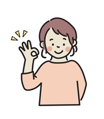 OKサイン女性イラスト