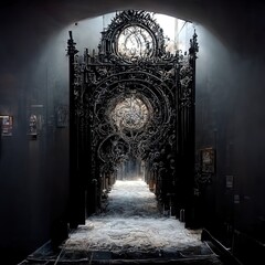 Gate into chaos, Cinematic, Dramatic, 3-Dimensional, Angry. Surreal, fantasy, chaotic.