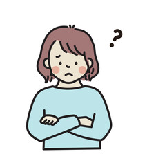 腕組み　困っている女性