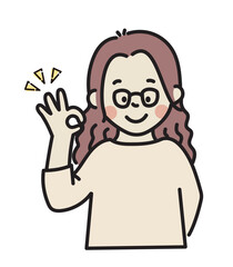 OKサイン女性イラスト