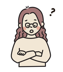 腕組み　困っている女性