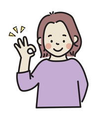 OKサインを出す女性イラスト