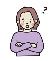 腕組み　困っている女性