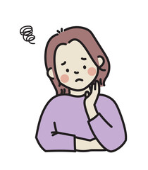 頬杖をついて悩む女性