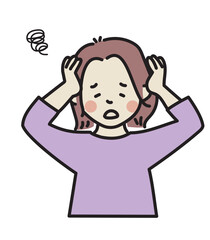 頭をかかえる女性