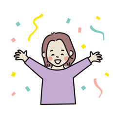 バンザイ　喜ぶ女性