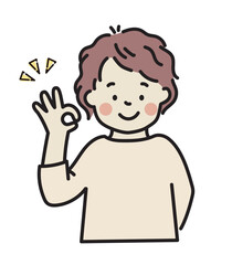 OKサインを出す男性イラスト