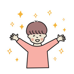 バンザイ　喜ぶ男性　キラキラ