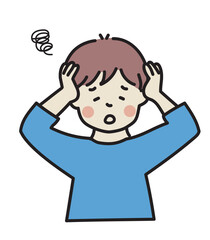 頭を抱える男性