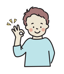 OKサインを出す男性イラスト