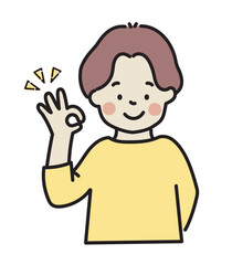 OKサインを出す男性イラスト