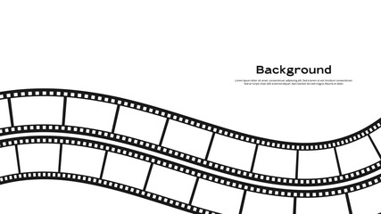 Fototapeta premium film strip background, Wavy cinema film strip on white background
