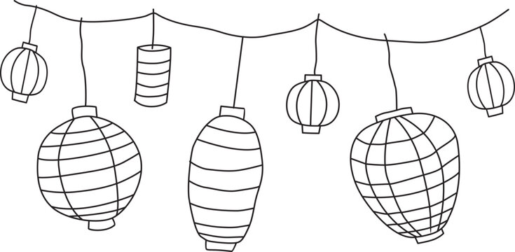 Big traditional chinese lanterns will bring good luck and peace to prayer during Chinese New Year. Vector Illustration. 