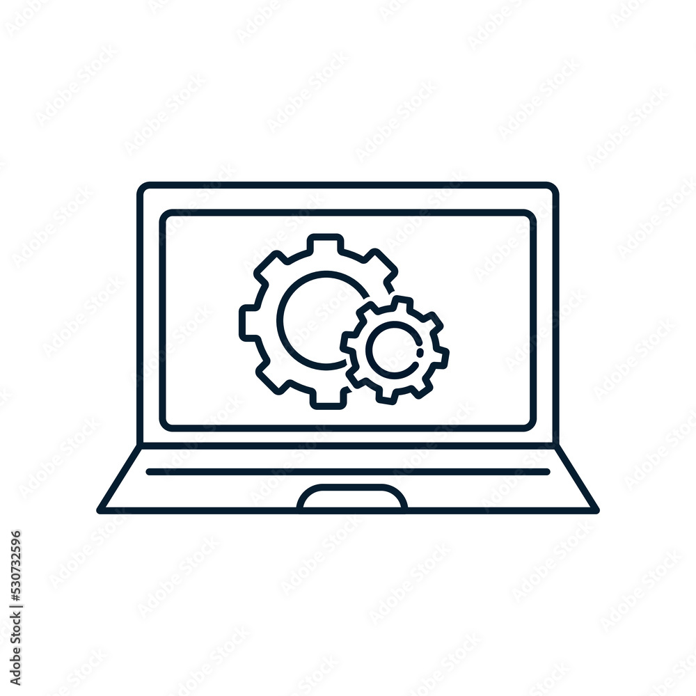 Poster concept of data processing, workflow, technical support. vector icon isolated on white background.