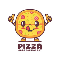 Pizza cartoon mascot. fast food vector illustration